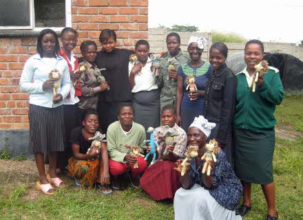 women prisoners learning an income-generating skill with Gogo Olive