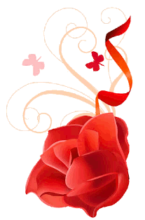 red rose, ribbon and butterfly to bringing up and encourage someone