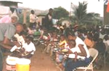 food distribution, or a meal with houses church